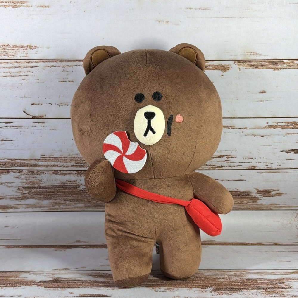 Line Friends Brown Bear in Sweetland 16" Plush NWT w/ Lollipop & Bag